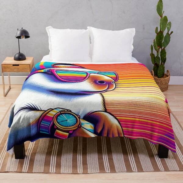 Item preview, Synthwave Capybara – Neon Sunset Vibes designed and sold by Dogandesighn.