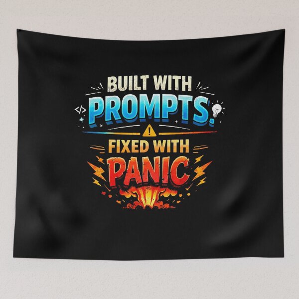 Item preview, Built With Prompts, Fixed With Panic designed and sold by FunnyDesignsArt.