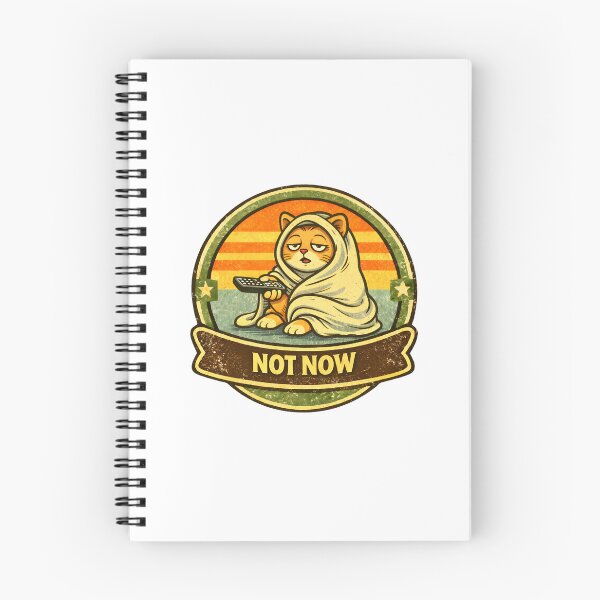 Item preview, Not Now – Sleepy Cat Burrito Vintage Cartoon Badge designed and sold by WorkXPlay.