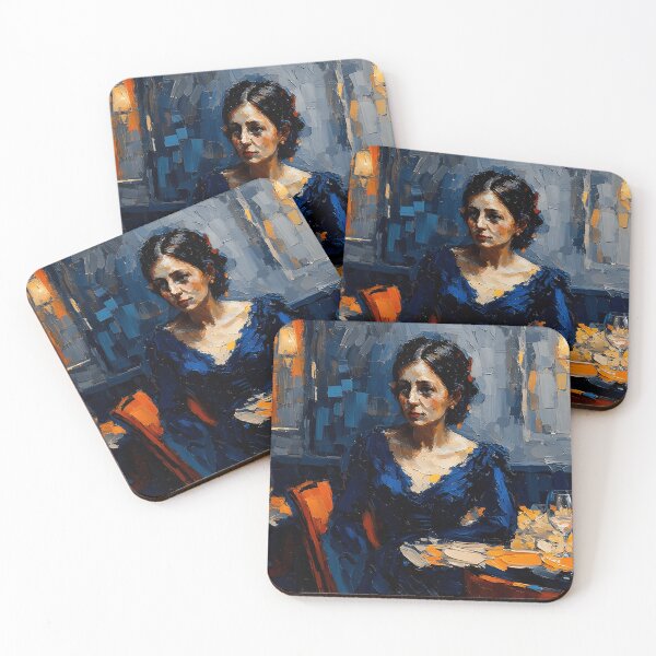 Item preview, Contemplative Woman Restaurant Evening Dinner designed and sold by ArdenColtrane.