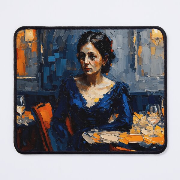 Item preview, Contemplative Woman Restaurant Evening Dinner designed and sold by ArdenColtrane.