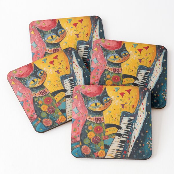 Item preview, Whimsical Cat Playing Piano designed and sold by EllieHeartCo.