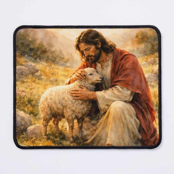 Item preview, Jesus the Good Shepherd with Lost Sheep Watercolor | Christian Wall Art | Jesus and Lamb Biblical Painting | Religious designed and sold by stylishdzign.