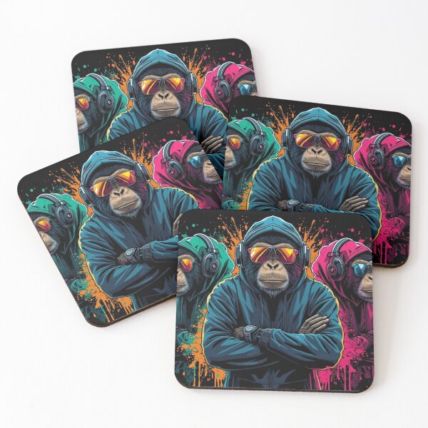 Item preview, Stylish Hip Hop Monkeys Neon Graffiti Street Art designed and sold by Mitaudesign.