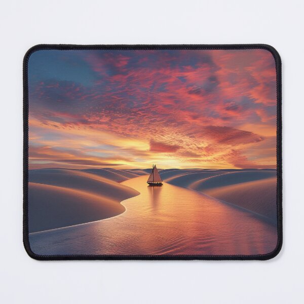 Item preview, Surreal small sailboat drifting in a desert river designed and sold by dcrc.