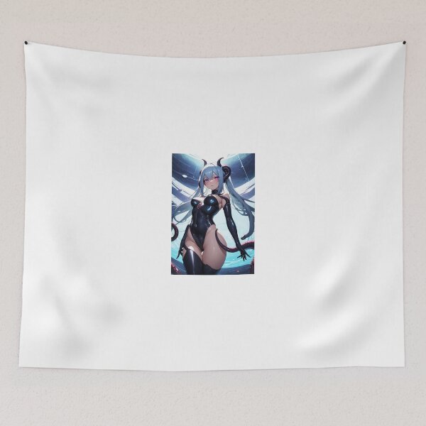 Item preview, Sumimano Sumifuyu Cyber Demon – Blue Hair Anime Girl Sci-Fi Bodysuit Art designed and sold by iloveanimechibi.