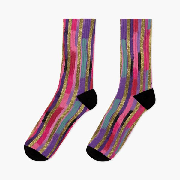 Item preview, Pink Purple Gold Metallic Stripe Pattern designed and sold by bubblegoth.