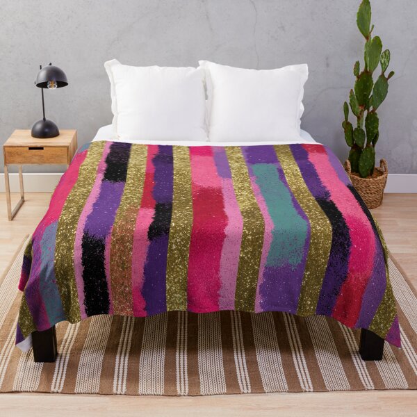 Item preview, Pink Purple Gold Metallic Stripe Pattern designed and sold by bubblegoth.