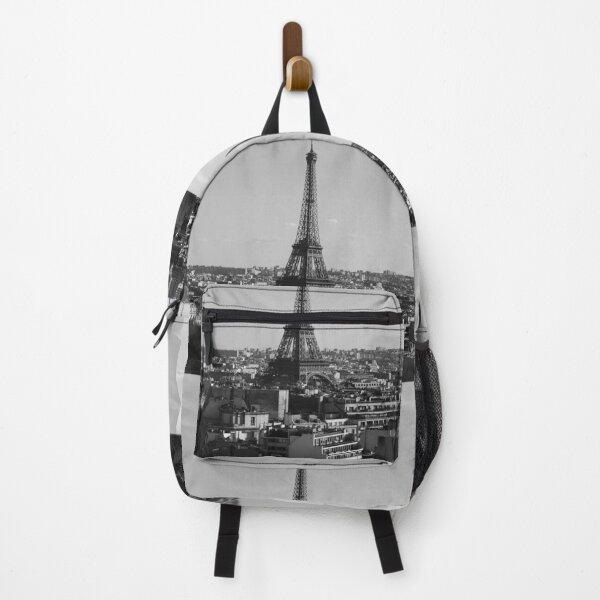 Item preview, Eiffel Tower, Paris, France panoramic landscape black and white photograph poster art print designed and sold by Astrid Arkhangelsky.
