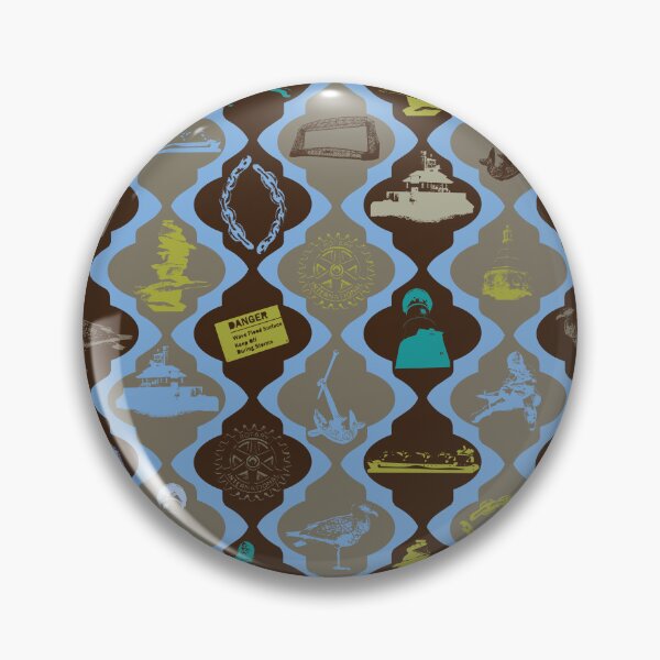 Item preview, Duluth Vertical Scallops on Brown Tan & Blue designed and sold by Digitalmyth's Designs.