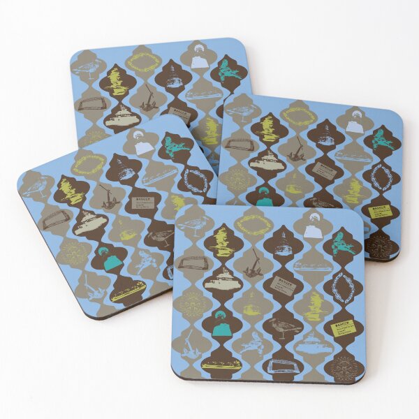 Item preview, Duluth Vertical Scallops on Brown Tan & Blue designed and sold by Digitalmyth's Designs.