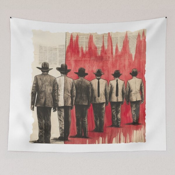 Item preview, Noir Gentlemen Walking | Retro Conceptual Illustration designed and sold by ChenEngEng.