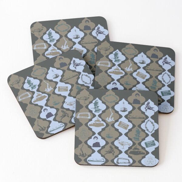 Item preview, Duluth Vertical Scallops on Tan & Blue designed and sold by Digitalmyth's Designs.