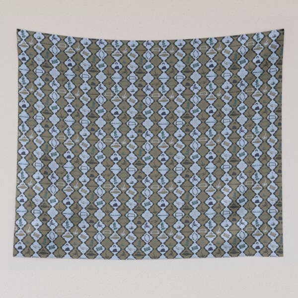 Item preview, Duluth Vertical Scallops on Tan & Blue designed and sold by Digitalmyth's Designs.