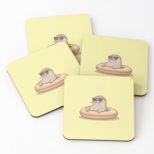 Item preview, Cool Seal in Sunglasses on Swim Ring – Lazy Pool Day Summer Cartoon designed and sold by Beachy Beasts.