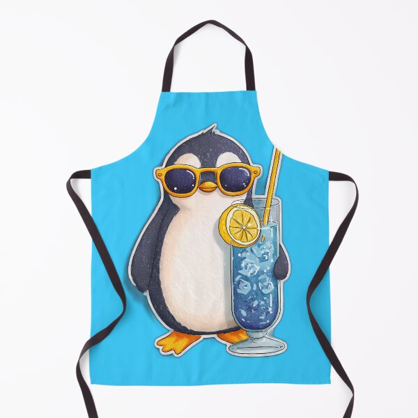 Item preview, Cool Penguin with Blue Drink & Orange Sunglasses – Summer Chill Cartoon designed and sold by Beachy Beasts.