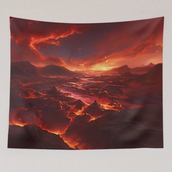 Item preview, Fiery Lava Landscape Under Burning Sky designed and sold by Christian Weiss.