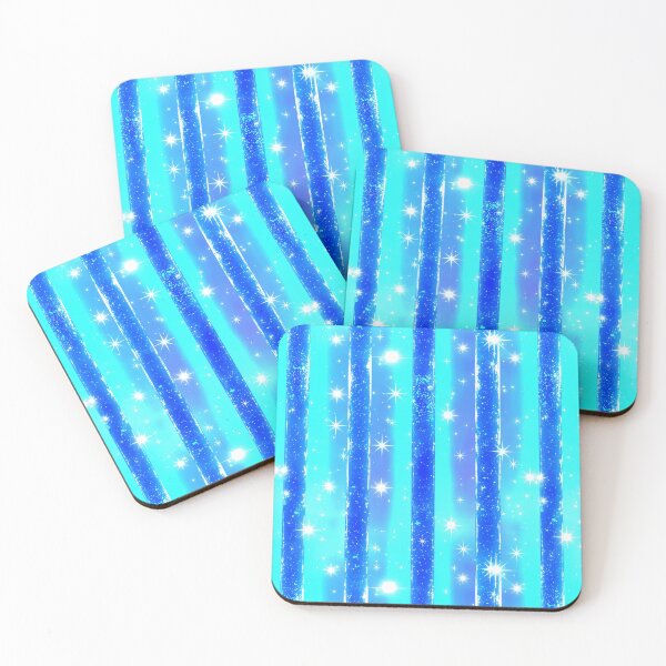 Item preview, Aqua Glitter Star Stripe Pattern designed and sold by bubblegoth.
