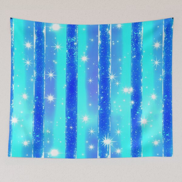 Item preview, Aqua Glitter Star Stripe Pattern designed and sold by bubblegoth.