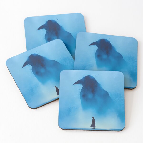 Item preview, Azure Spirit Raven – Minimal Mist Guardian Silhouette designed and sold by NeonHorizon Studio.