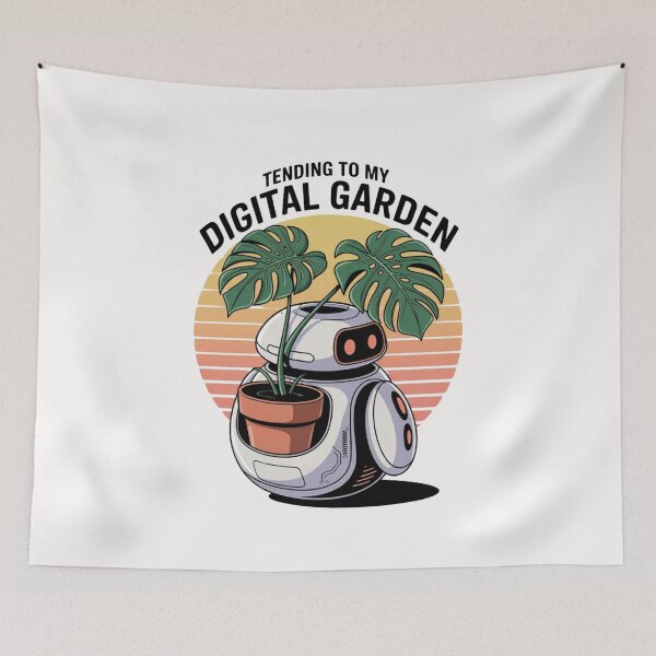 Item preview, Tending to my digital garden - Cute Solarpunk Robot Gardener designed and sold by Design_Your_Day.