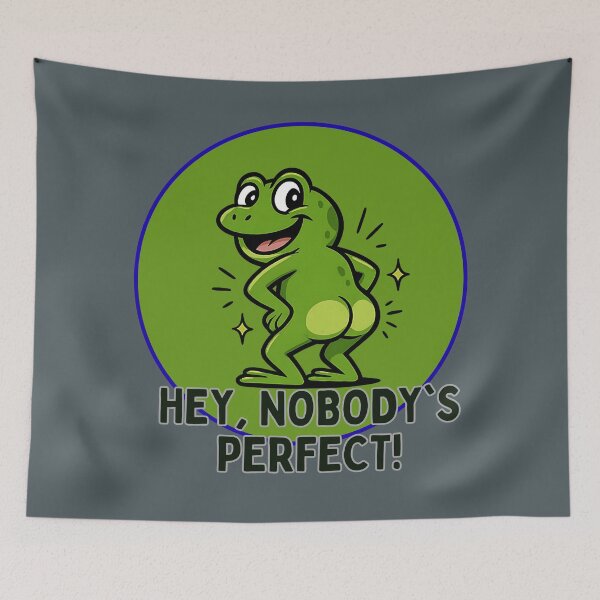 Item preview, Funny Green Frog Nobody’s Perfect Cartoon designed and sold by Szpaku desart .