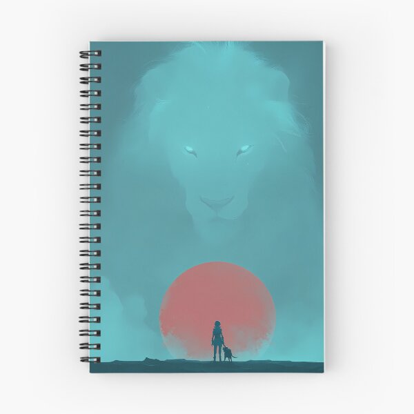 Item preview, Lion in the Mist – Minimal Guardian Spirit with Red Moon designed and sold by NeonHorizon Studio.