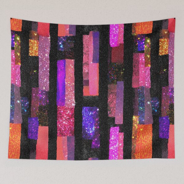Item preview, Pink Purple Glitter Mosaic Stripes designed and sold by bubblegoth.