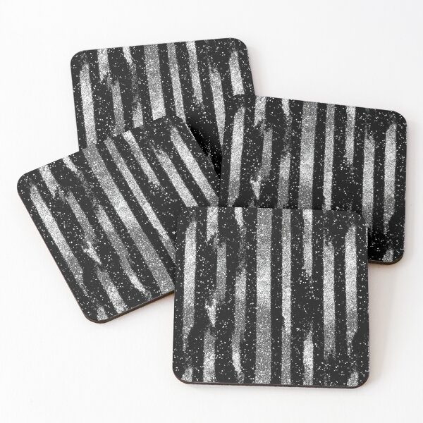 Item preview, Silver Glitter Noir Stripe Pattern designed and sold by bubblegoth.
