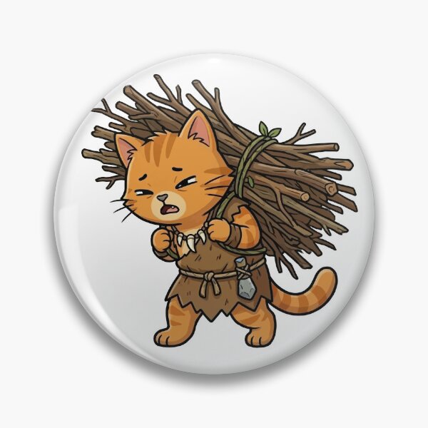 Item preview, Prehistoric Orange Cat Carrying Wood designed and sold by VisioraCreative.