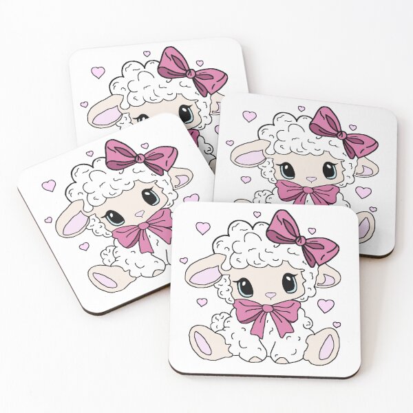 Item preview, Cute Aesthetic Sheep With Pink Bows designed and sold by RoselleArt.