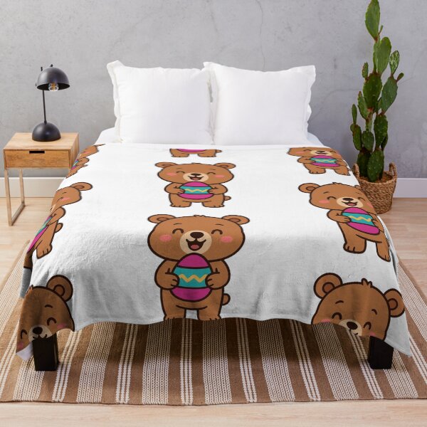 Item preview, Happy Bear Cub Holding Easter Egg – Cute Spring Animal Character designed and sold by Confuzz1ed.