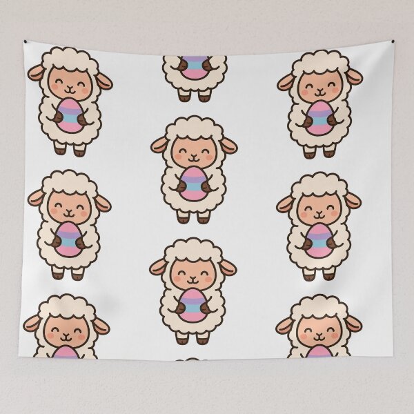 Item preview, Sweet Sheep Holding Easter Egg – Cute Spring Farm Animal Character designed and sold by Confuzz1ed.
