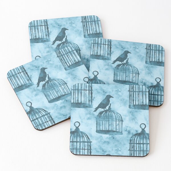 Item preview, Blue Gothic Raven Birdcage Pattern designed and sold by bubblegoth.