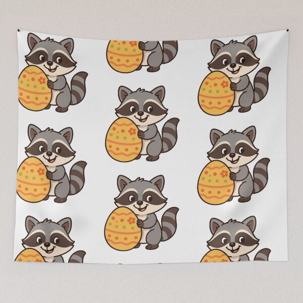 Item preview, Funny Raccoon Hiding Behind Easter Egg – Cute Spring Animal Character designed and sold by Confuzz1ed.