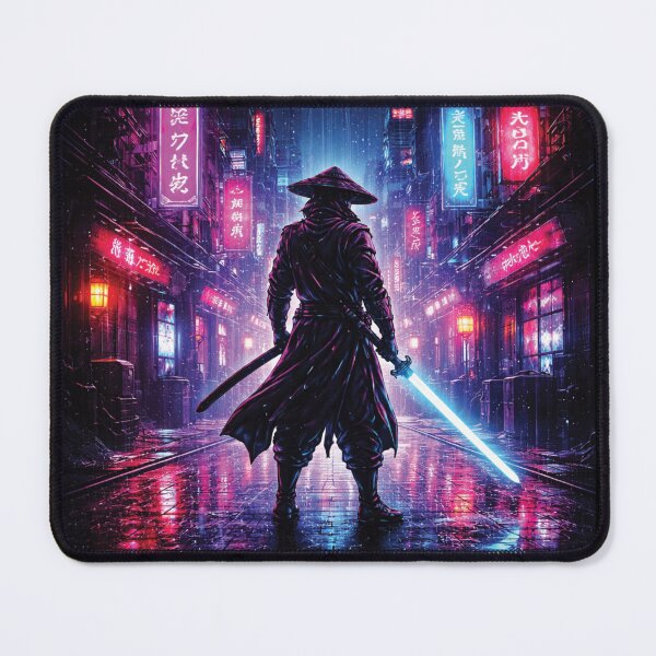 Item preview, Neon Ronin Cyberpunk Samurai – Retro Futuristic Synthwave City Warrior designed and sold by 486DesignCo.