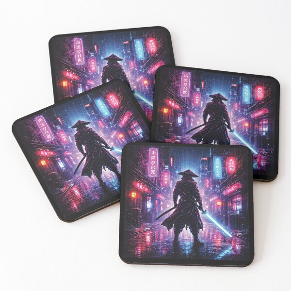 Item preview, Neon Ronin Cyberpunk Samurai – Retro Futuristic Synthwave City Warrior designed and sold by 486DesignCo.