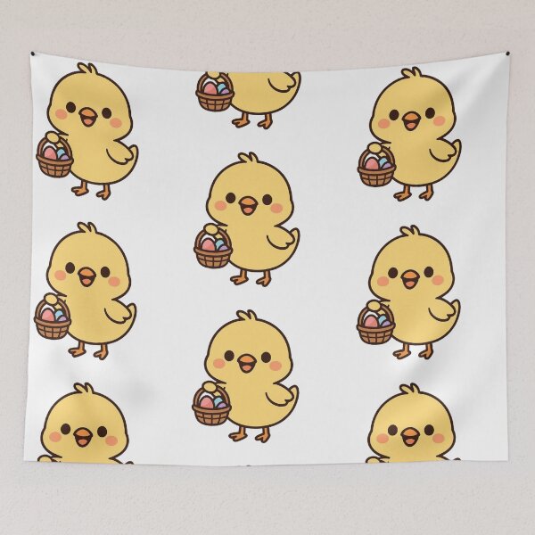 Item preview, Happy Chick Carrying Easter Basket – Cute Spring Animal Character designed and sold by Confuzz1ed.