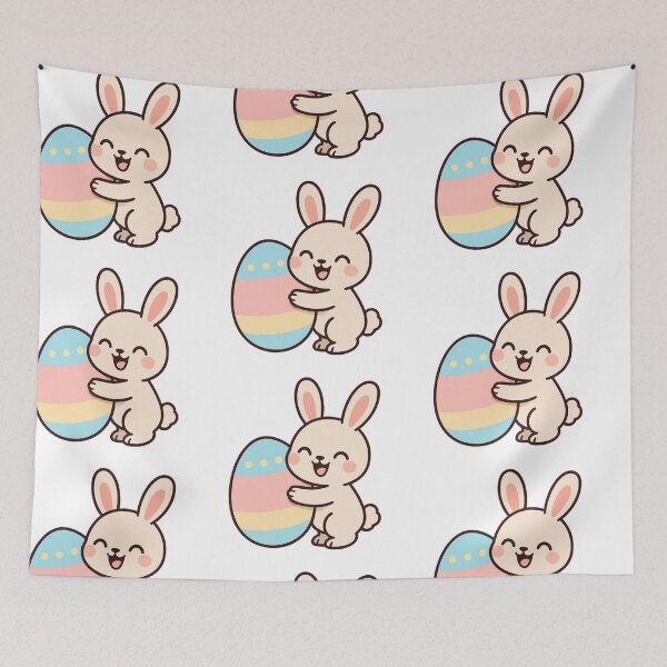 Item preview, Happy Bunny Hugging Giant Easter Egg – Cute Spring Animal Character designed and sold by Confuzz1ed.