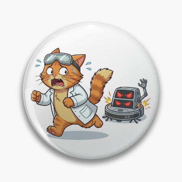 Item preview, Orange Cat Chased by Robot Experiment designed and sold by VisioraCreative.