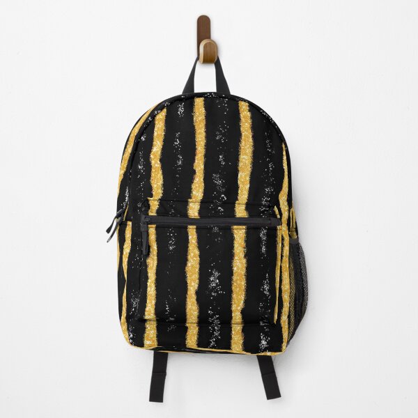 Item preview, Black Gold Glitter Vertical Stripe Pattern designed and sold by bubblegoth.