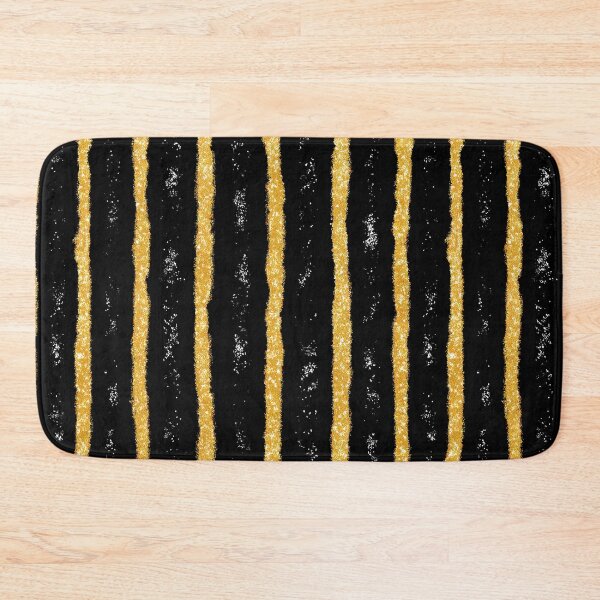 Item preview, Black Gold Glitter Vertical Stripe Pattern designed and sold by bubblegoth.