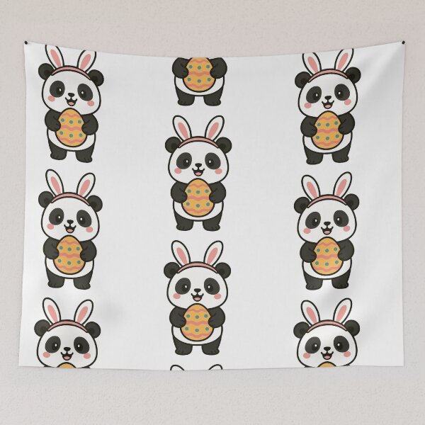 Item preview, Happy Panda Wearing Bunny Ears – Cute Easter Animal Character designed and sold by Confuzz1ed.