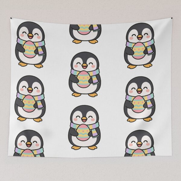 Item preview, Happy Penguin Holding Easter Egg – Cute Spring Animal Character designed and sold by Confuzz1ed.