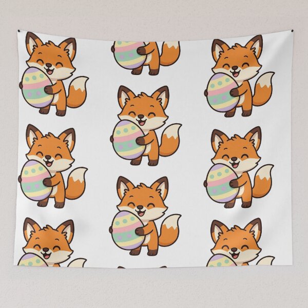 Item preview, Happy Fox Holding Giant Easter Egg – Cute Spring Animal Character designed and sold by Confuzz1ed.