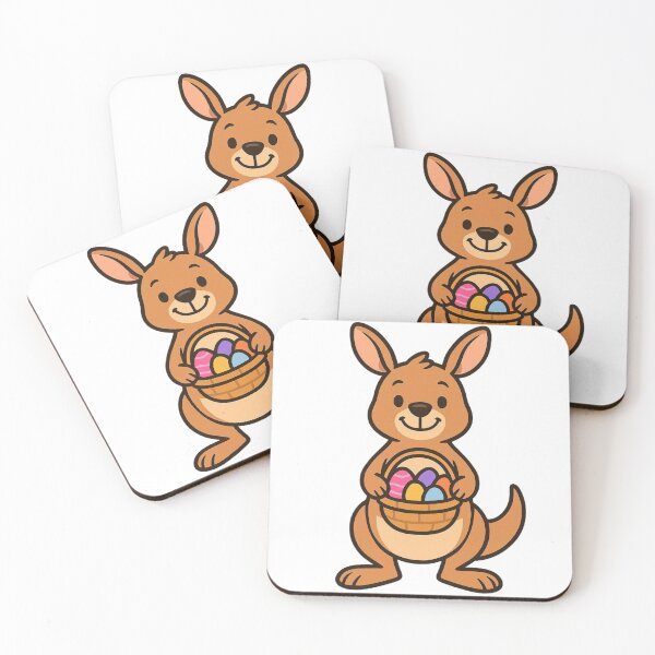 Item preview, Happy Kangaroo Holding Easter Basket – Cute Spring Animal Character designed and sold by Confuzz1ed.