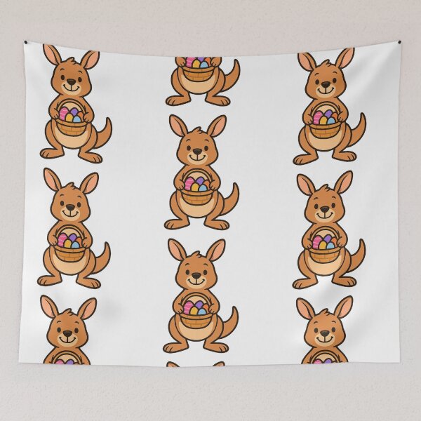 Item preview, Happy Kangaroo Holding Easter Basket – Cute Spring Animal Character designed and sold by Confuzz1ed.