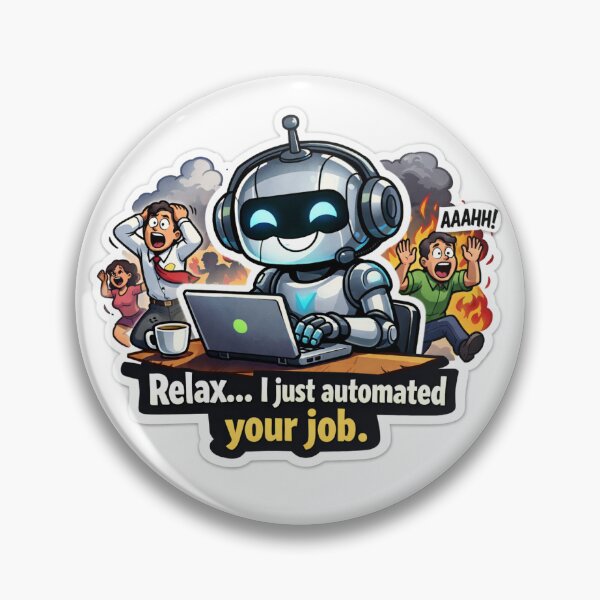 Item preview, Funny AI Robot Meme Sticker – “Relax I Just Automated Your Job designed and sold by IntroInk.