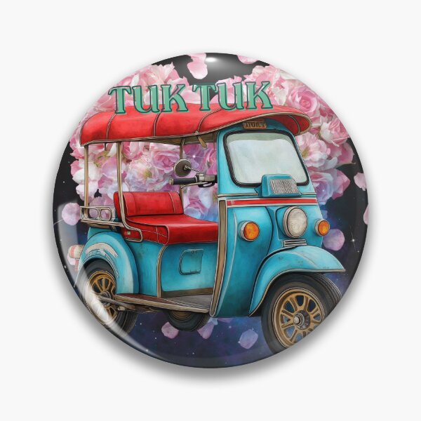 Item preview, Cute Tuk Tuk Thailand | Vintage Thai Taxi Floral Illustration designed and sold by ChenEngEng.