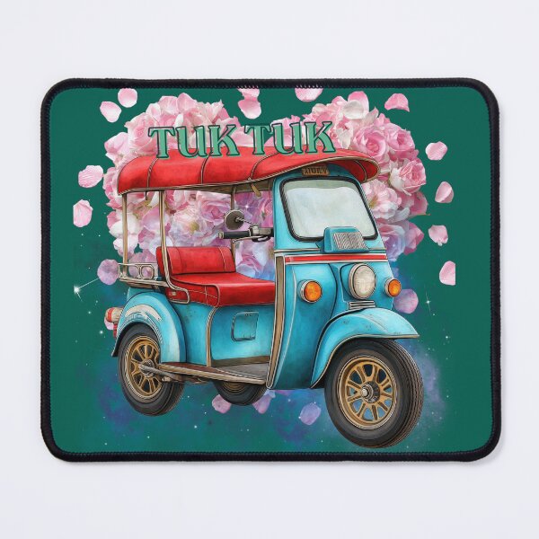 Item preview, Cute Tuk Tuk Thailand | Vintage Thai Taxi Floral Illustration designed and sold by ChenEngEng.